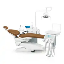 Fengdan BZ638 Plus - стоматологическая установка, с боковой нижней подачей, со скалером, с микромотором, без интраоральной камеры, с мягкой обивкой, цвет B01 кофейный, в комплекте два стула врача B1